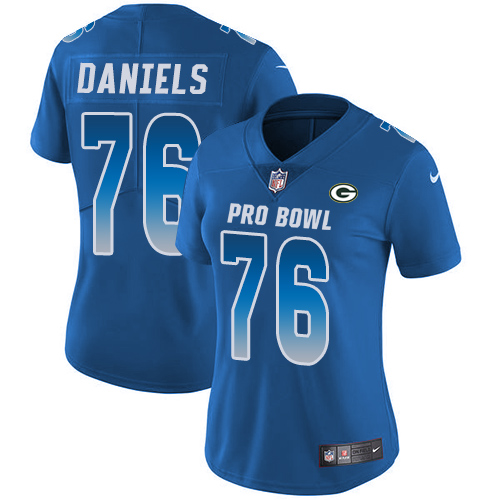 Nike Packers #76 Mike Daniels Royal Women's Stitched NFL Limited NFC 2018 Pro Bowl Jersey